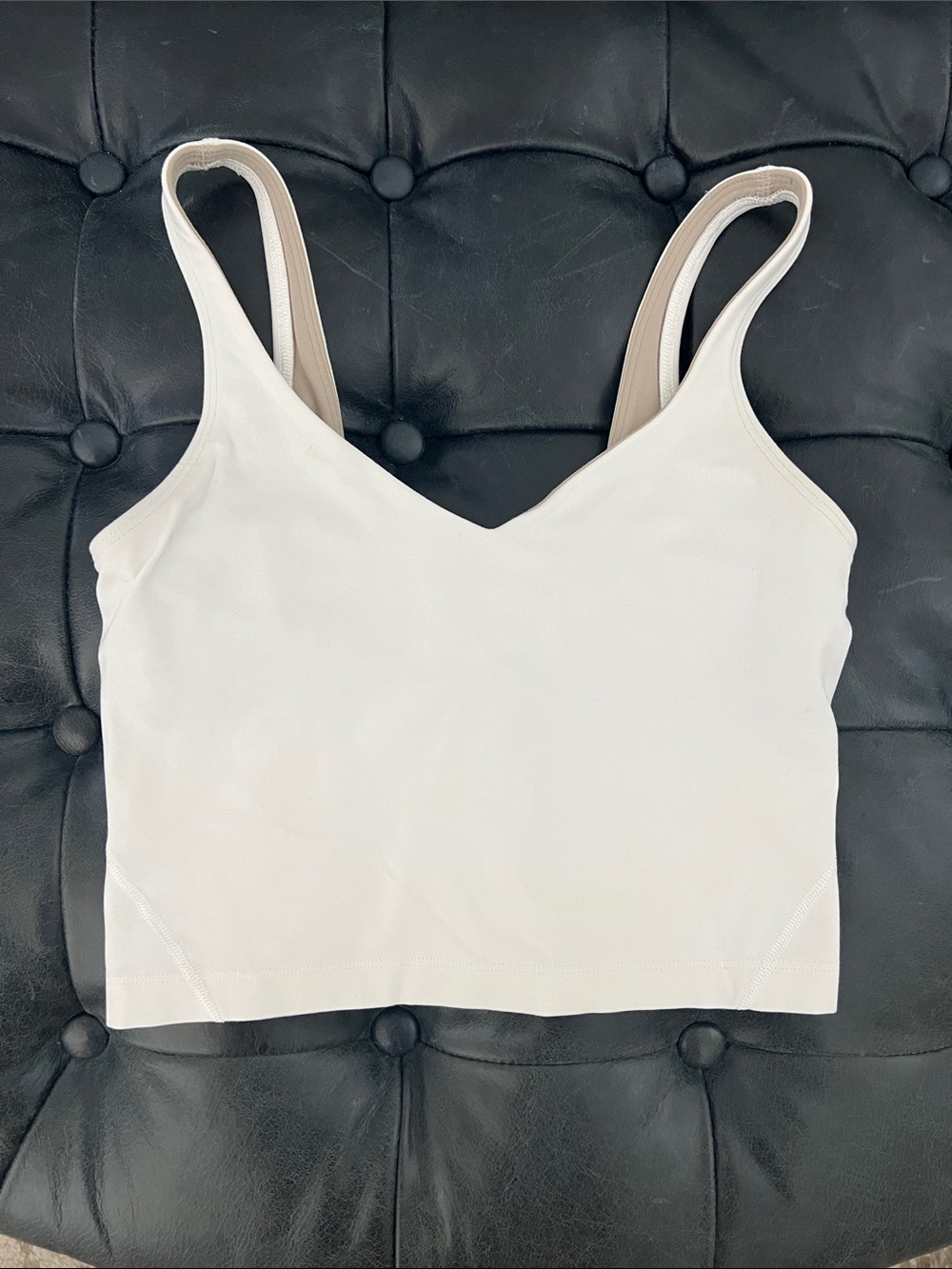 Lululemon White Double-Strap Cropped Tank Top